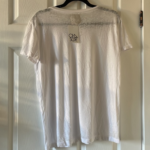 Chaser white burnout scoop neck tee shirt minimalist Size M NWT - Picture 4 of 4